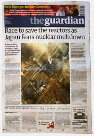 東日本大震災」に関する英紙各紙の一面 3月15日 -