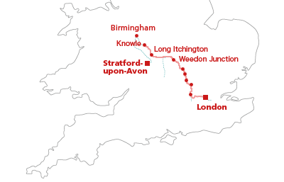 カヌー旅行の航路 - Weedon Junction - Long Itchington - Knowle