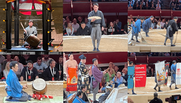 呼出は交代で寄せ太鼓、呼び上げ、土俵整備、拍子木、懸賞幕などをこなす