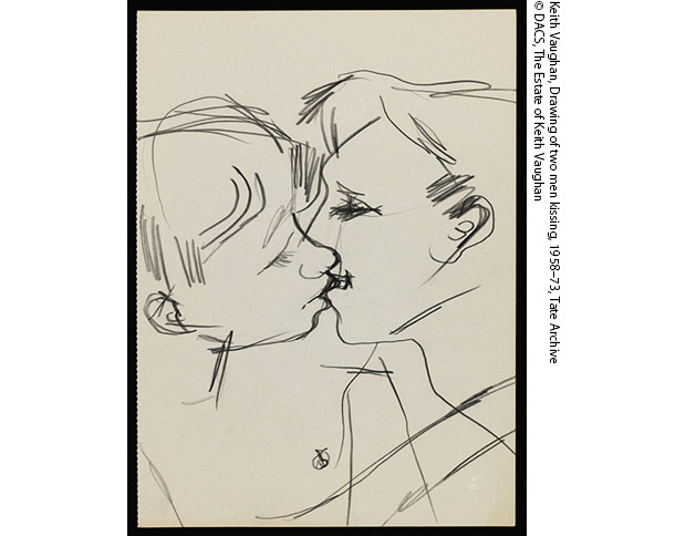 Drawing of two men kissing