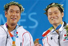 斉田選手とダブルスで金メダル