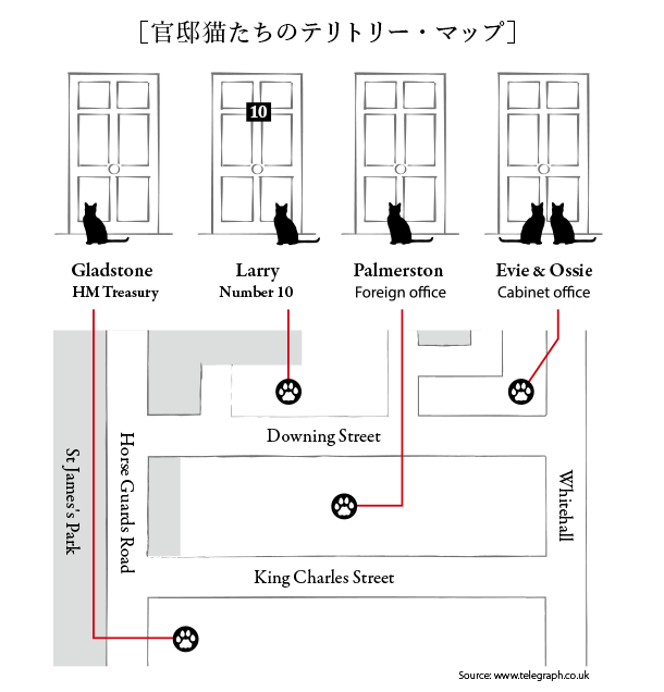 官邸猫たちのテリトリー・マップ