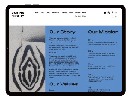 ヴァギナ博物館のウェブサイト