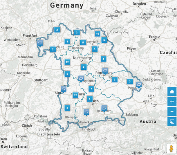 バイエルンのインタラクティブマップ