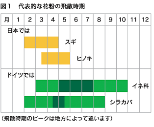 代表的な花粉の飛散時期