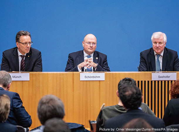 1月8日にドイツ・ベルリンで開催された連邦記者会見の様子