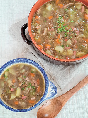 レンズ豆の煮込みとぜんざい