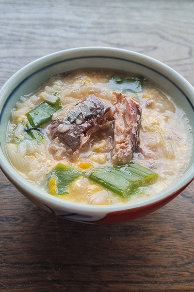 サバ缶かきたま雑炊