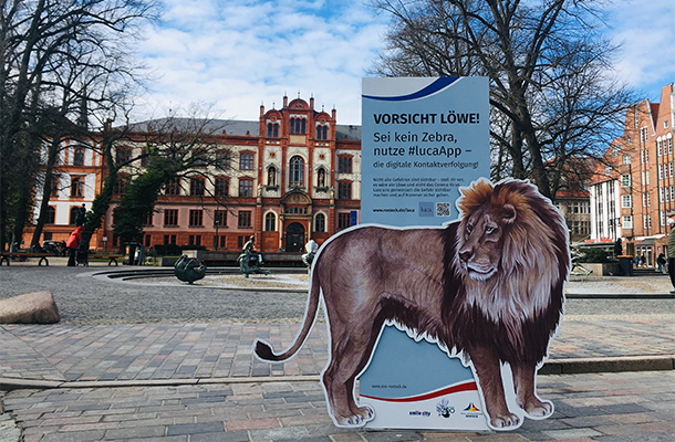 大学広場に設置されている、等身大のライオンパネル