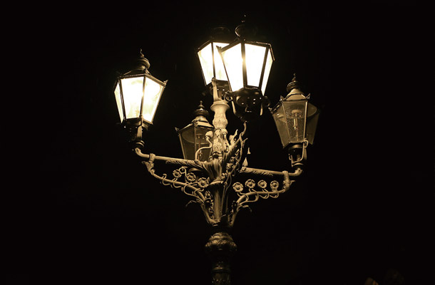 シュロス通りで出会った歴史的なガス灯