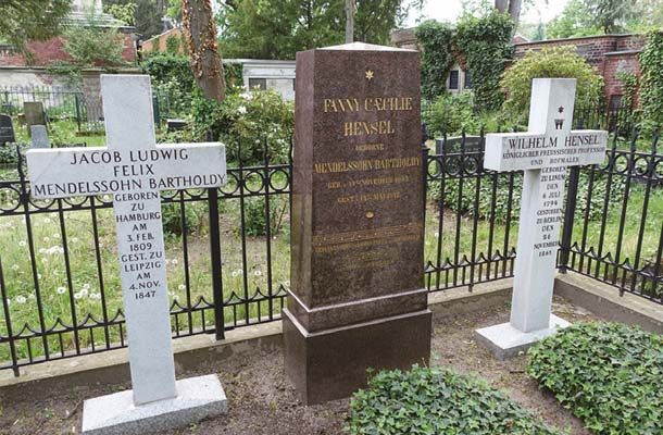 左からフェリックス、ファニー、ヴィルヘルム・ヘンゼルのお墓