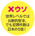 世界レベルでは比較的安全、でも犯罪件数は 日本の5倍！