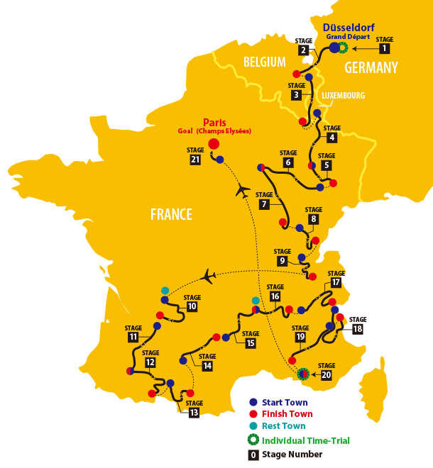 ツール･ド･フランス地図