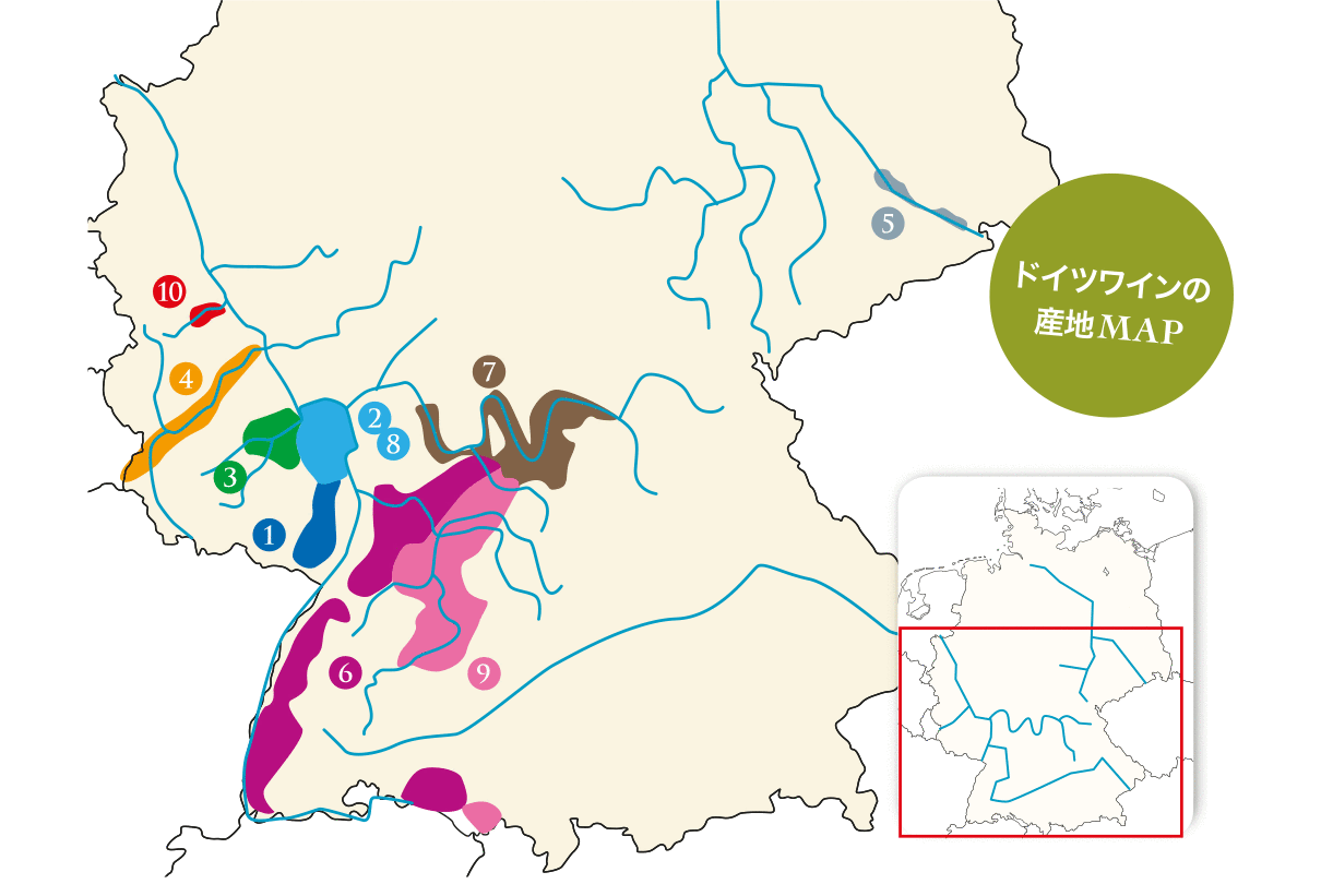 ドイツワインの産地MAP