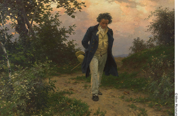 1901年に描かれた、田舎道を散歩するベートーヴェンの肖像画