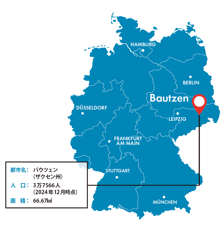都市名：バウツェン（ザクセン州）
人口：3万7566人（2024年12月時点）
面積：66.67㎢