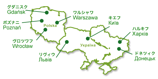 ポーランドとウクライナの地図