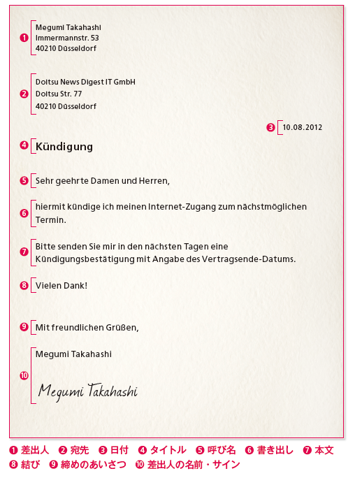 手紙 メールの書き方 ドイツ語の例文 サンプル