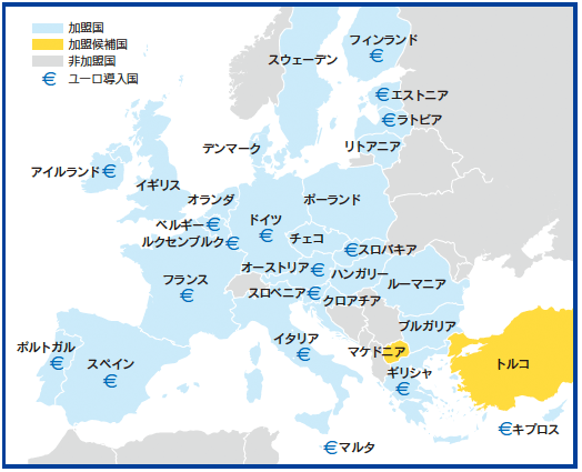 EU加盟国とユーロ通貨導入国